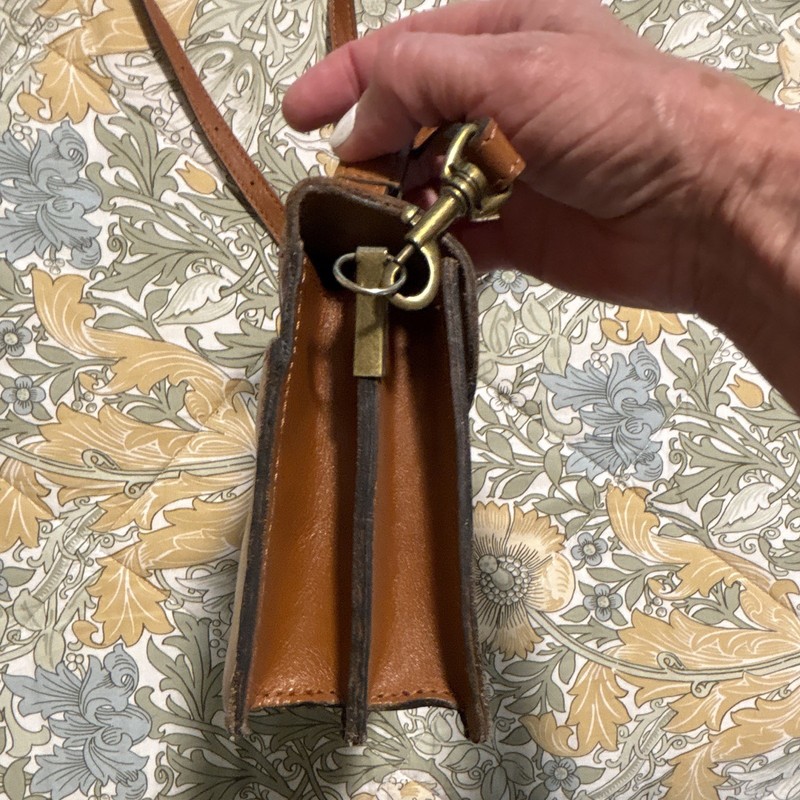 Brown Stamped Floral Satchel Top Handle Turn Lock Crossbody Strap Gold HW gallery