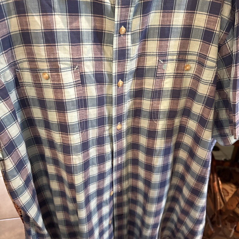 Lot Of Two IZOD Blue Plaid Cotton Shirts 100% Cotton. XXL gallery