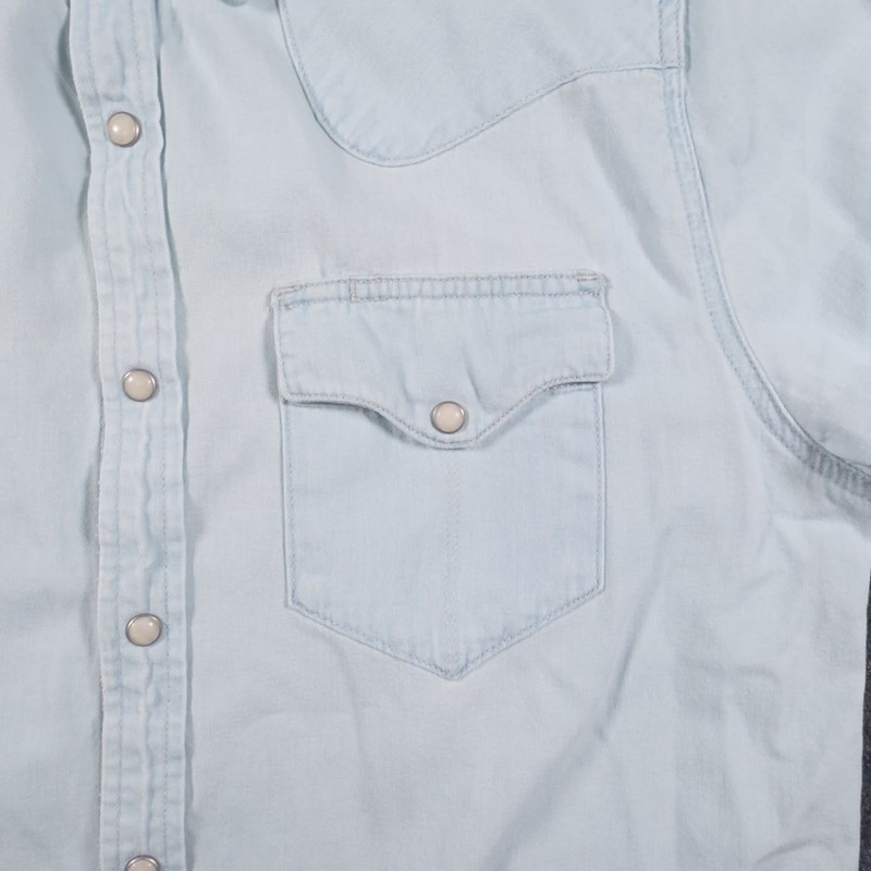 Tecovas Denim Shirt Mens M Ultra Light Blue Pearl Snaps Western Rodeo Cowboy gallery