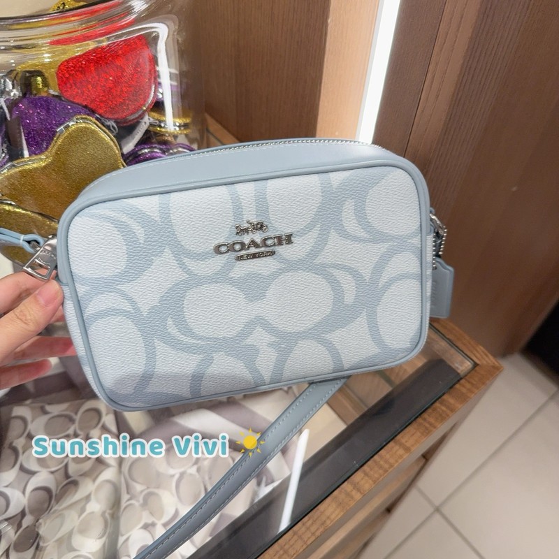 NWT COACH Mini Jamie Camera Bag In Sketch Signature Canvas CBL94 Silver/Ice Blue