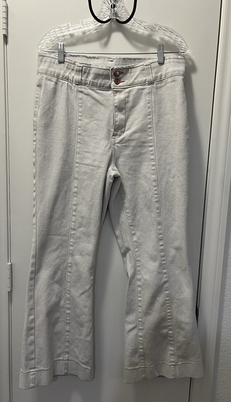 Indigo Poppy Women’s Size: 16 White Wide Leg Jeans, Tummy Control Panel