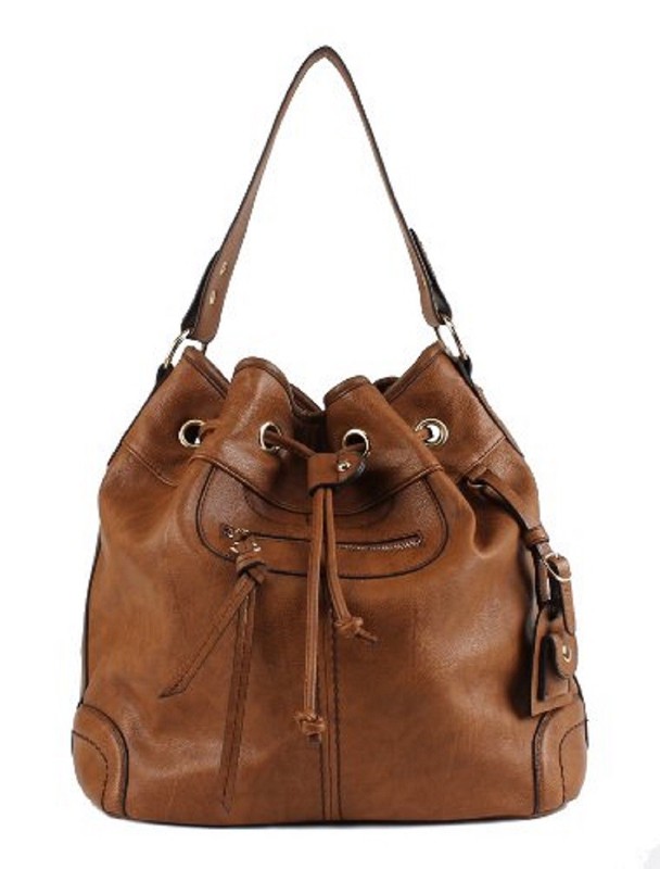 Leather drawstring bucket Bag Large Handbag Shoulder Bag for Women Girls
