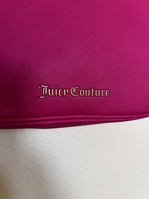 Juicy Couture Pink Shoulder Bag Gold Chain Accent Logo Zip Closure Women gallery
