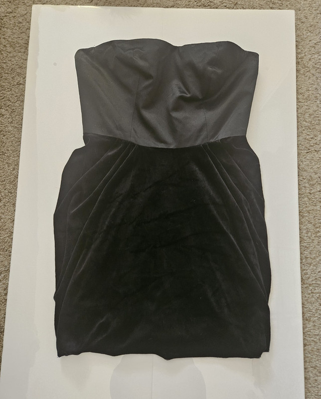 Juicy Couture Black Velvet Strapless Sweetheart Mini Dress Pleated Lined 8