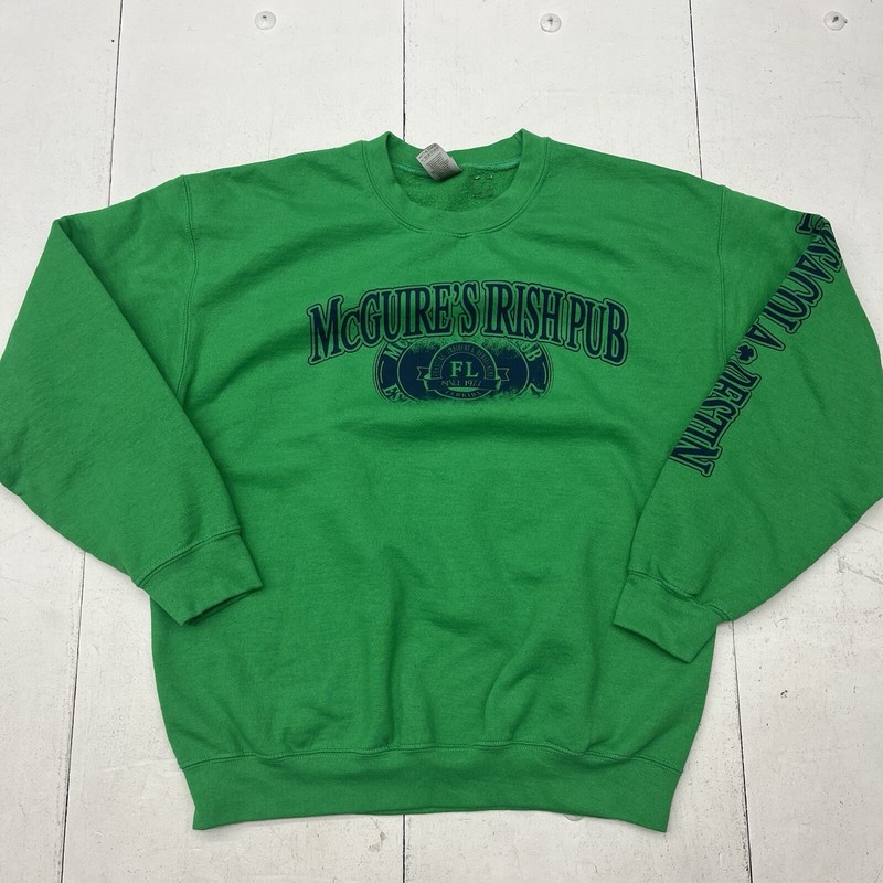 Gildan Heavy Blend Green Blue Pensacola FL Graphic Travel Crew Sweater Adult M