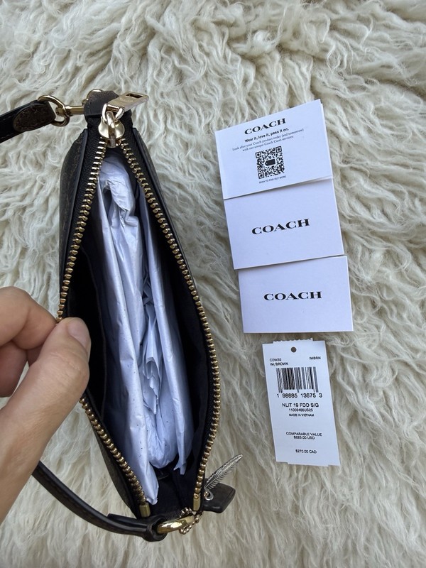 Coach Nolita 19 Signature Canvas Wristlet Brown With Original Charms NWT gallery