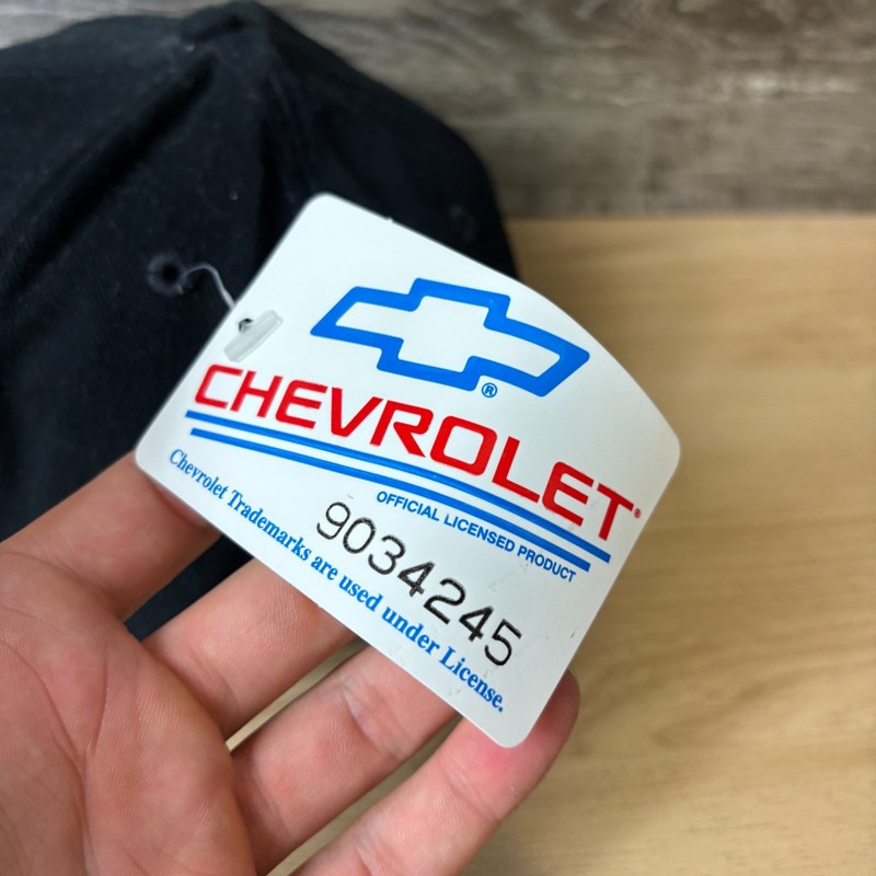 Vintage Chevrolet Hat Cap Strap Back Black Chevy Bow Tie Trucks Embroidered NWT gallery