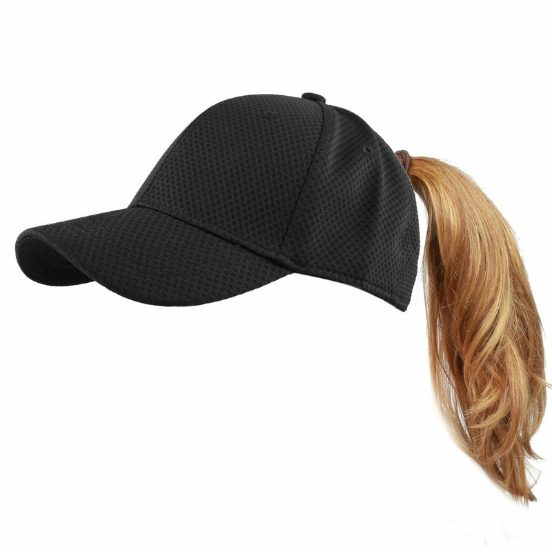 Baseball Cap – Ponytail High Bun Stretch Fit Mesh Quick Dry Structured Hat
