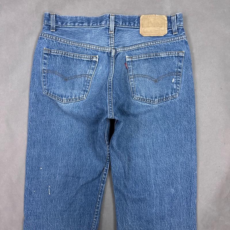 Vintage Levis 501 Jeans Mens 32x30 Blue 90s Made USA Pant Faded Paint (Tag34x30) gallery