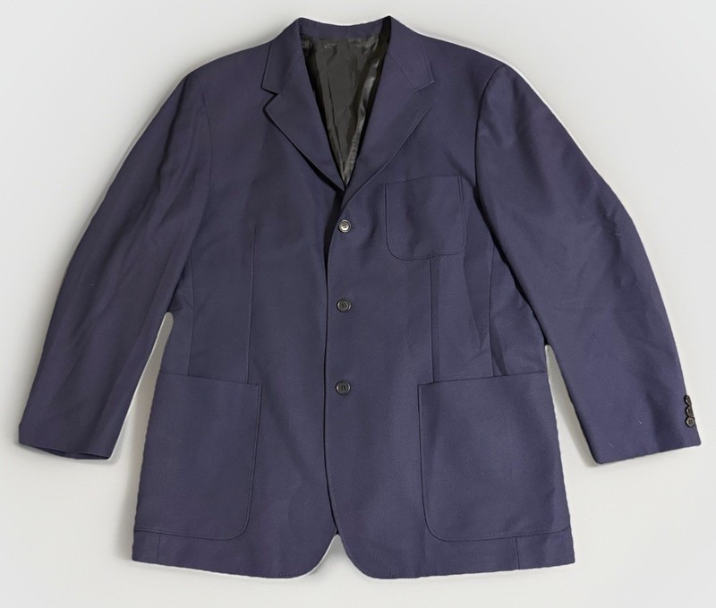 Vitale Barberis Canonico Cuseri Mens Navy Wool Three Button Blazer Jacket L/XL