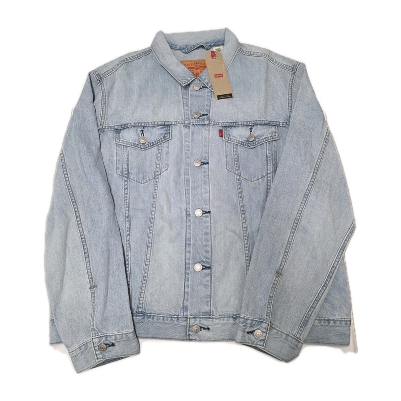 Levi’s Original Trucker Jacket Mens XL Blue Denim Light Wash Jean Coat Free Ship