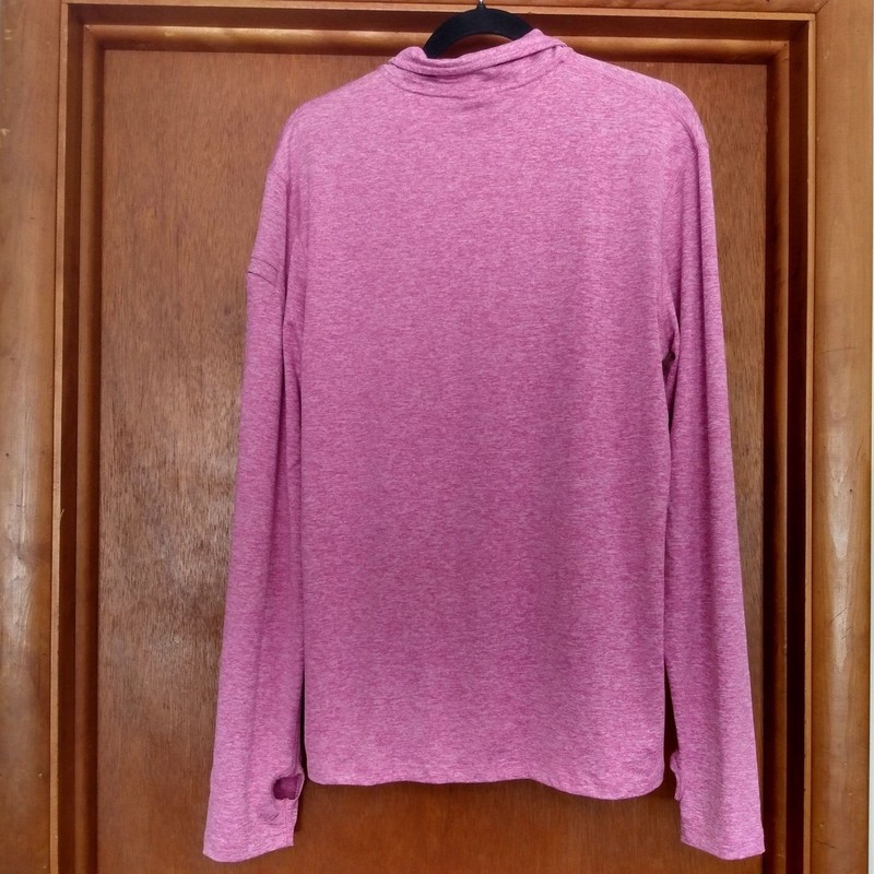 ATHLEISURE Pink Heather 1/4-Zip Lightweight Thumbhole Activewear Workout Large gallery