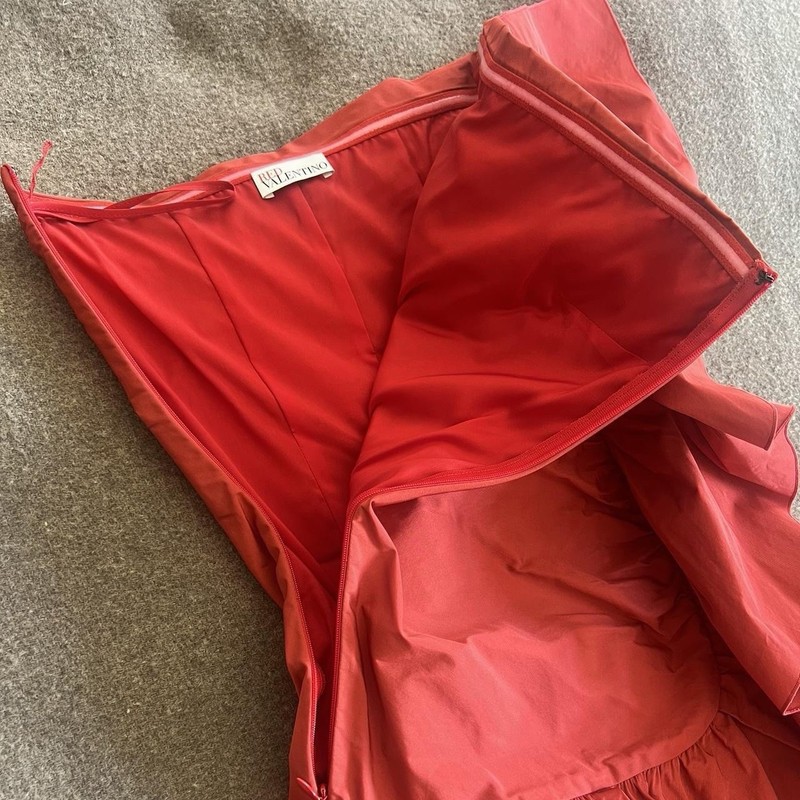 NWT RED Valentino Red One Shoulder Ruffle Mini Dress Womens Size 36 UR3VAS954RM gallery
