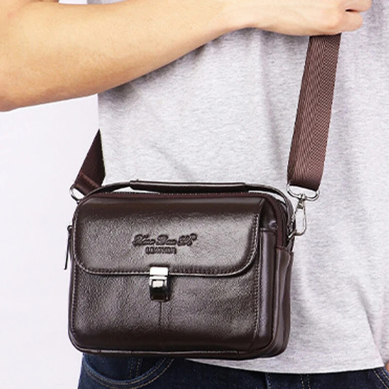 Genuine Leather Cowhide Business Shoulder Messenger Men Briefcase w/Top Handle