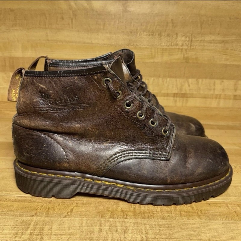Doc Dr. Martens 8088 Vintage Brown Lace Up Air Wair Boots Size 8 Made In England
