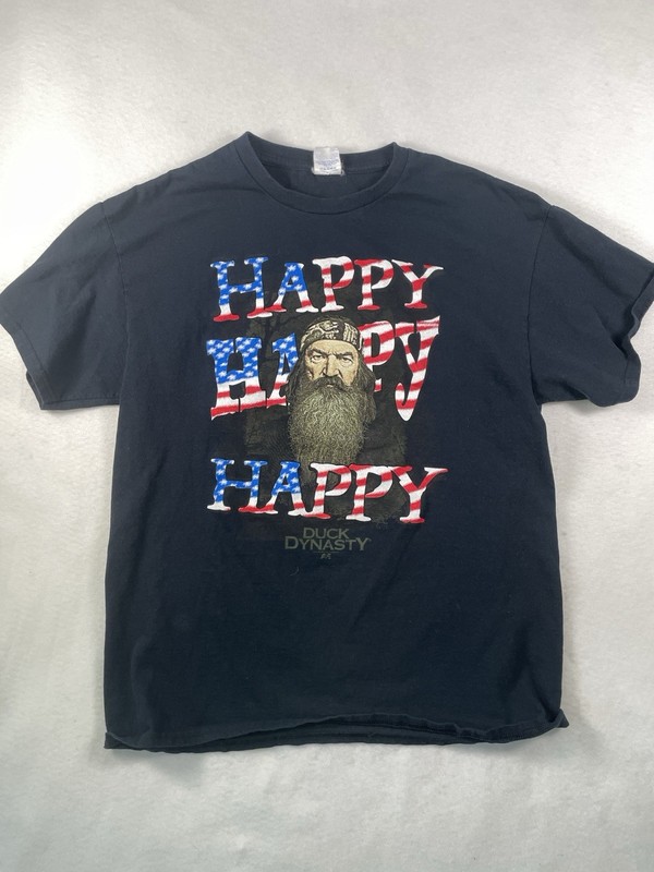 Duck Dynasty Phil Robertson Happy Happy Happy T-Shirt Black XL Stars & Stripes