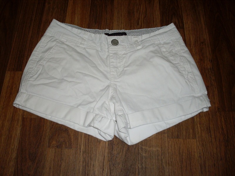 WOMENS AEROPOSTALE STRETCH TWILL MIDI SHORTS SIZE 00 FLAP POCKETS