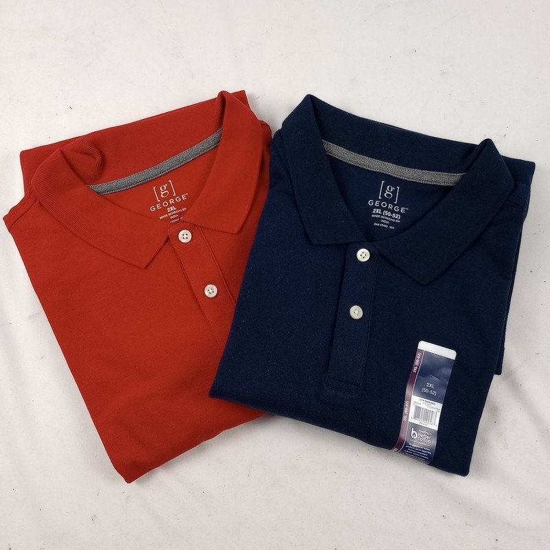 Men’s George Polo Red & Blue Lot Of 2 Shirts Size XXL 2XL (54-56) New 52469 2X