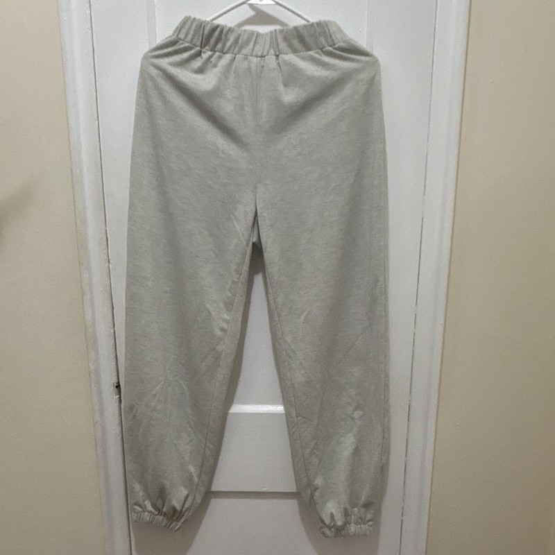 Women’s Gray Jogger Pants Knit Cotton Elastic Waist Solid Casual Regular Fit L