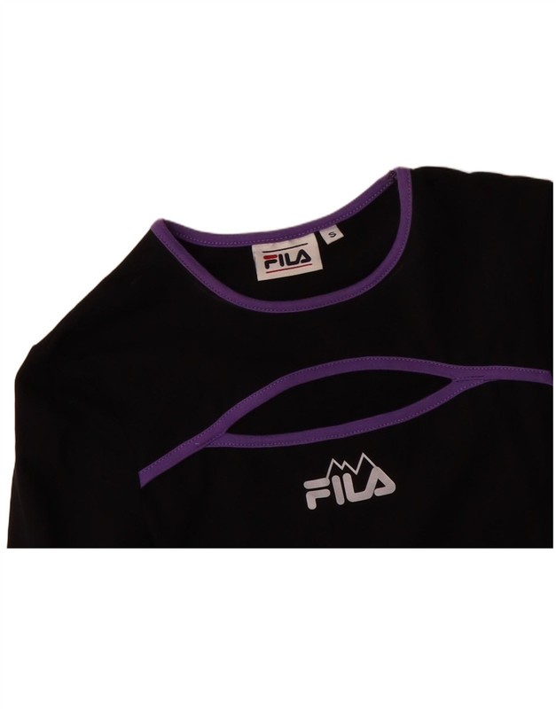 FILA Womens Graphic Long Sleeve T-Shirt Dress UK 8 Small Black Cotton DD14 gallery