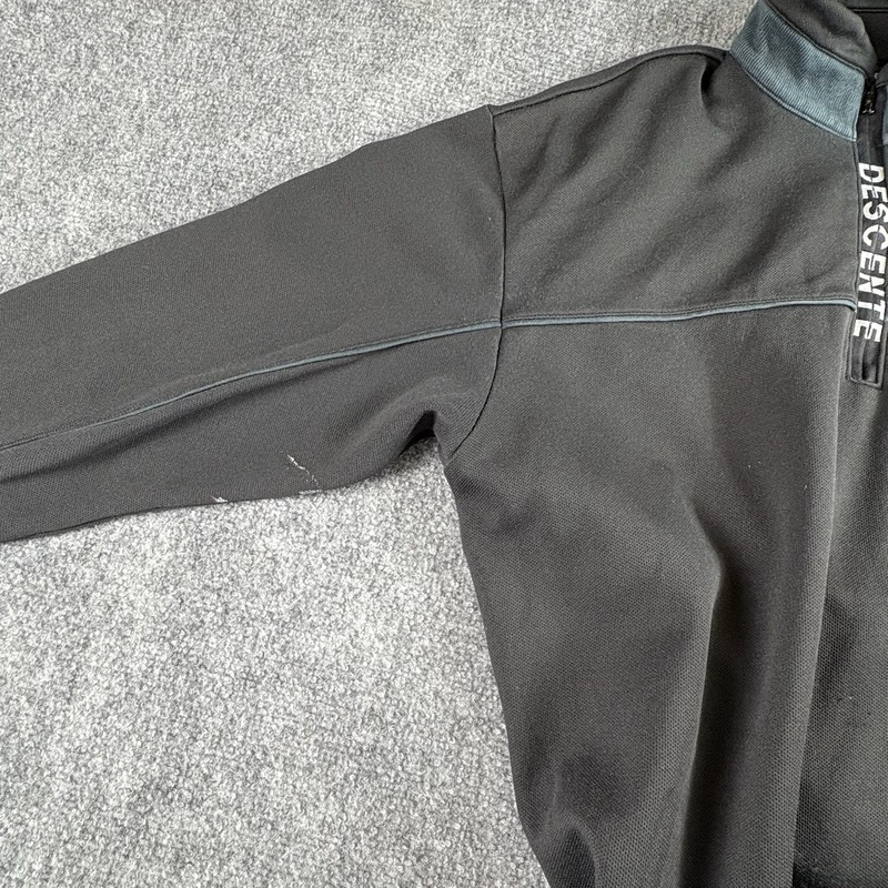 Descente Pullover Men L Black 1/4 Zip Sportswear Athleisure Grunge Paint Splat gallery