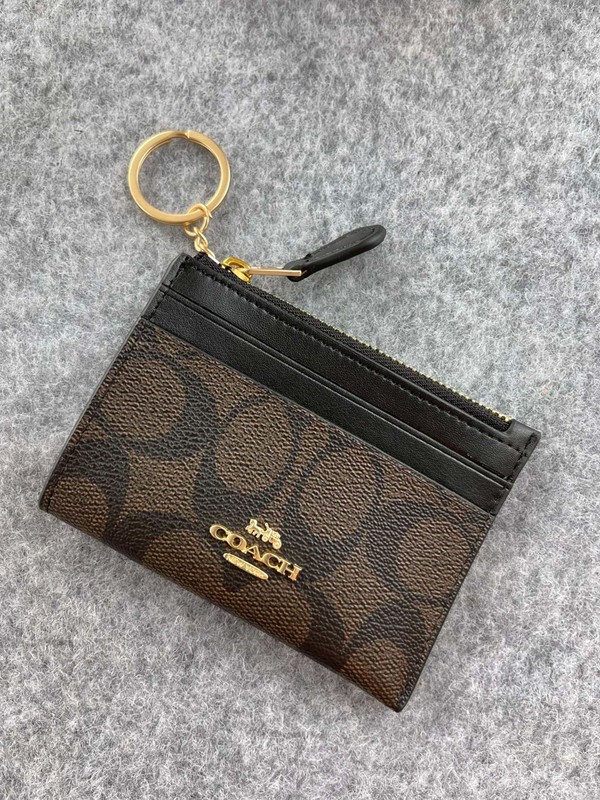 COACH Signature 88208 Mini Skinny Id Case Crossgrain Leather Brown/Black W/Box gallery