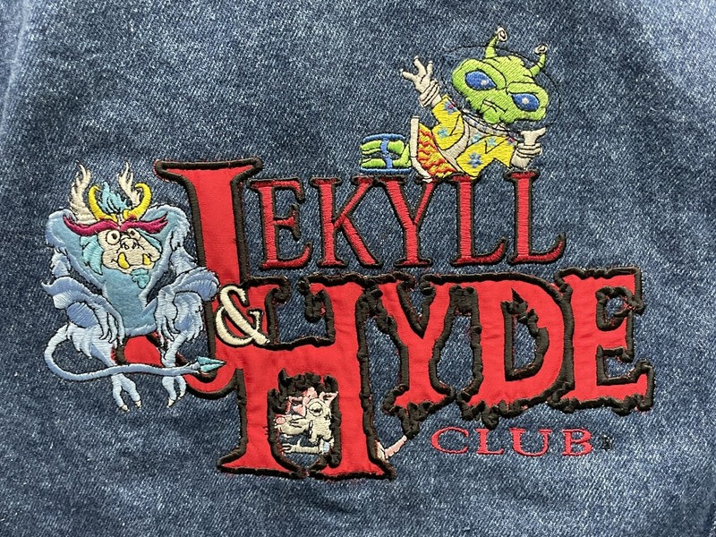 🔥 Eerie World • Jeykyll And Hyde Club • Embroidered Blue Jean Jacket • Sz S gallery