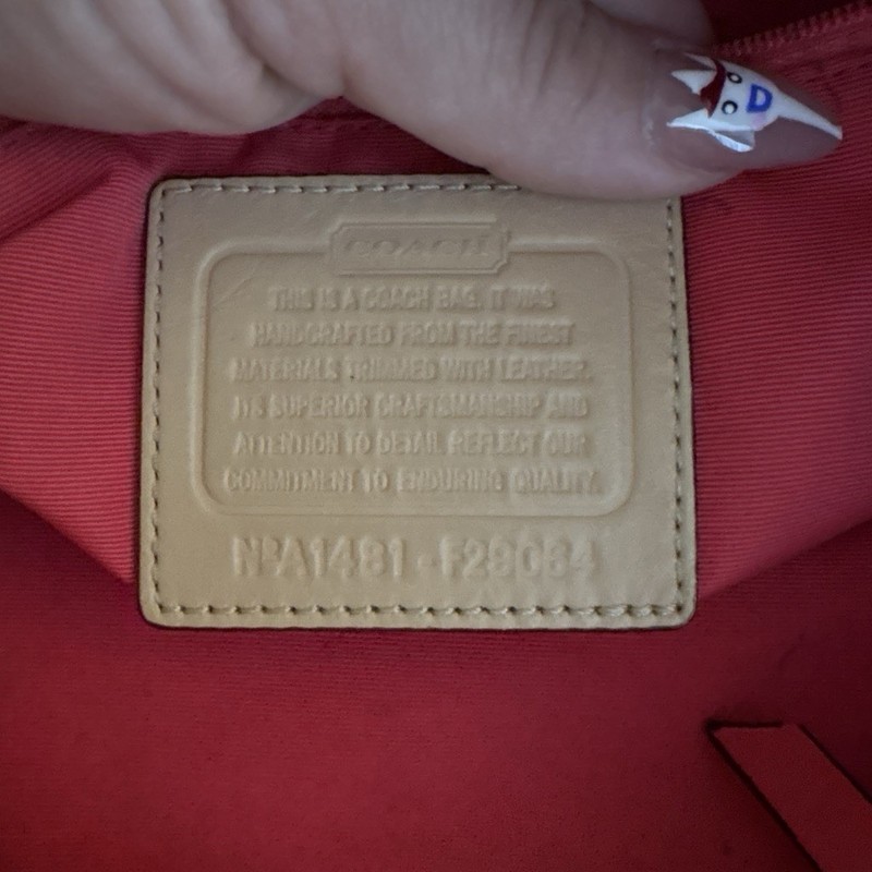 Coach Signature Logo Brown/pink Stripe Tote, Zip Pouch, Lined w/ Inner Pockets gallery