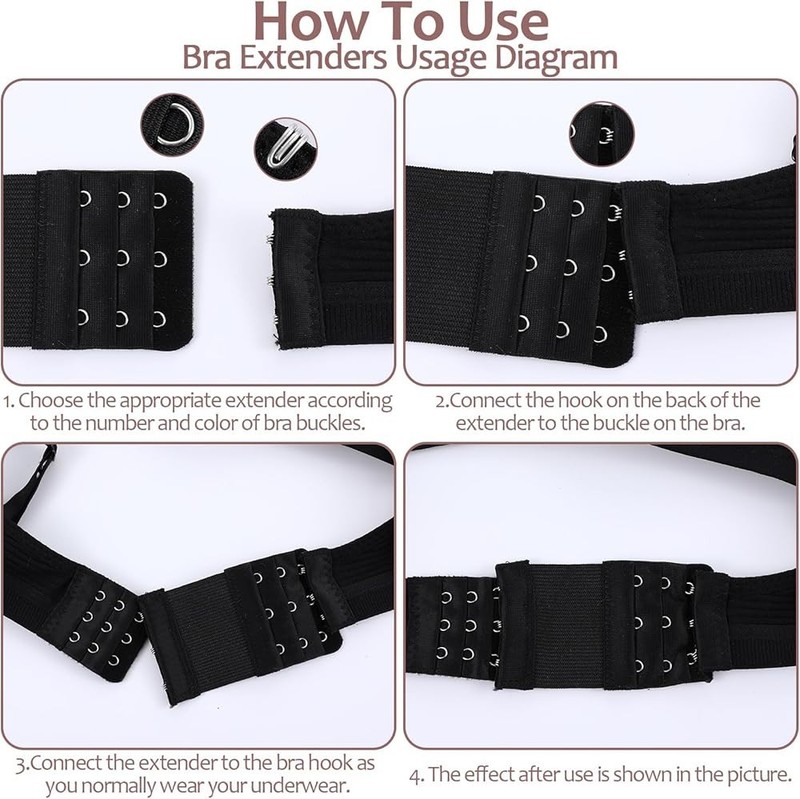 Bra Extender 3-Row (2/3/4 Hook) – Adjustable for Maternity Strapless & Tight Bra gallery