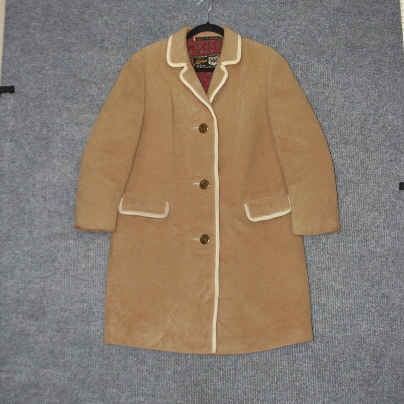 Lodenfrey Munich Coat Womens L Tan Austria Wool Blend Classic Overcoat Fall Warm