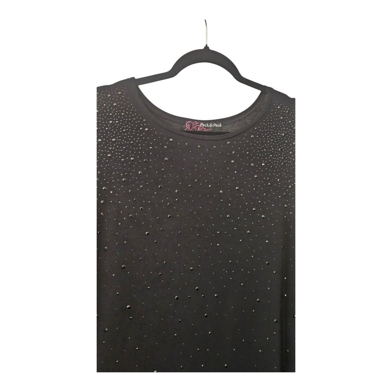 Peck & Peck Womens L Top Black L/S Studs Stretch Casual gallery