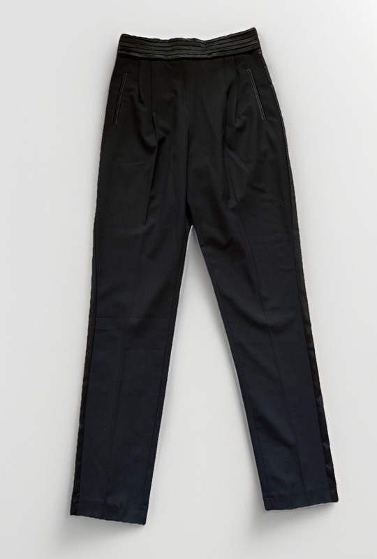 ASOS Womens Black Tailored Tuxedo Pants Size US 2 UK 6 Satin Trim Pleated Waist gallery
