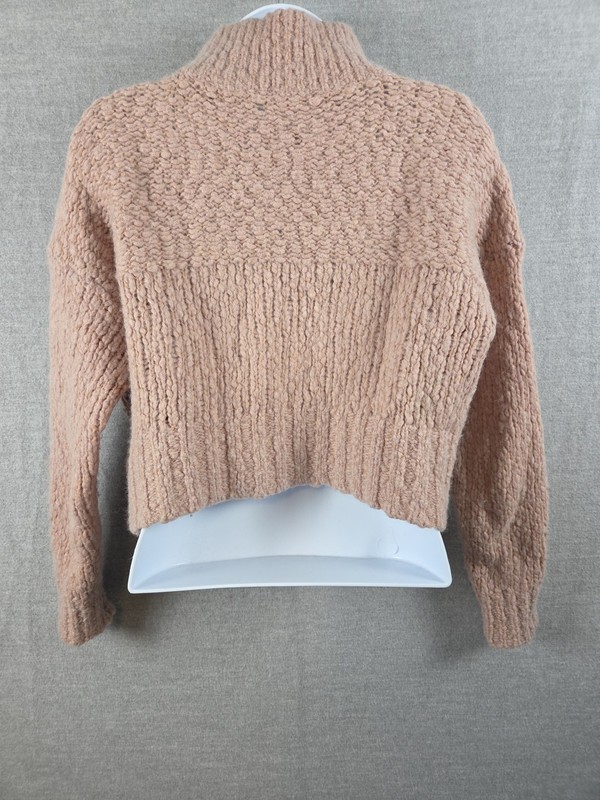 Everlane Alpaca Wool Cropped Sweater Size S Fuzzy Pale Pink Button Neck Fairy gallery