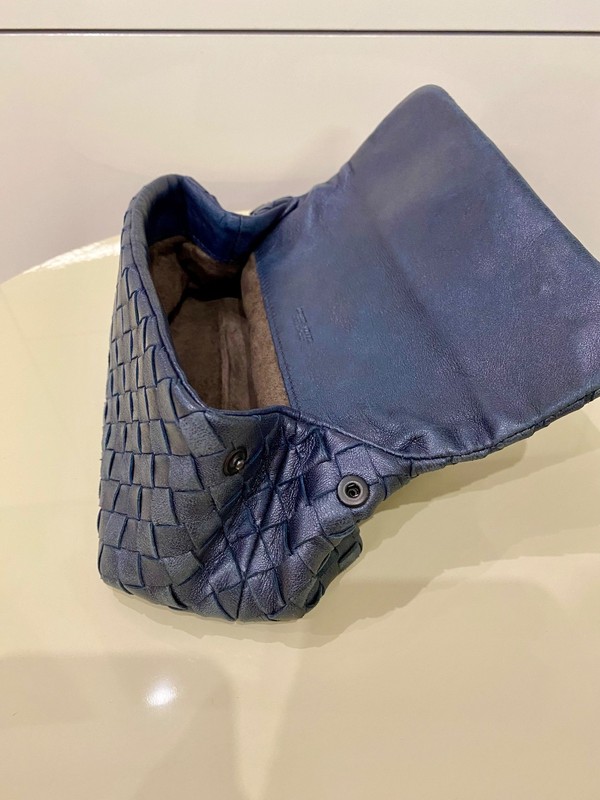 Bottega Veneta Blue Leather Cosmetic Makeup Pouch Case gallery