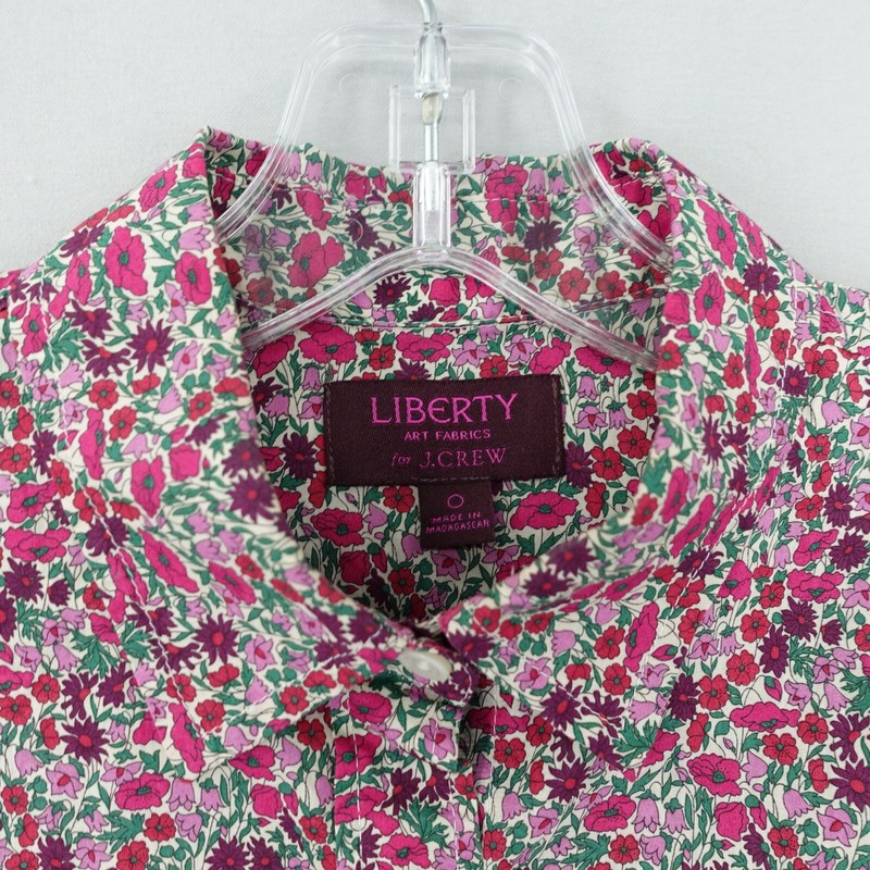 J Crew Liberty Fabrics Button Up Shirt Womens 0 Pink Floral Ditsy Long Sleeve gallery
