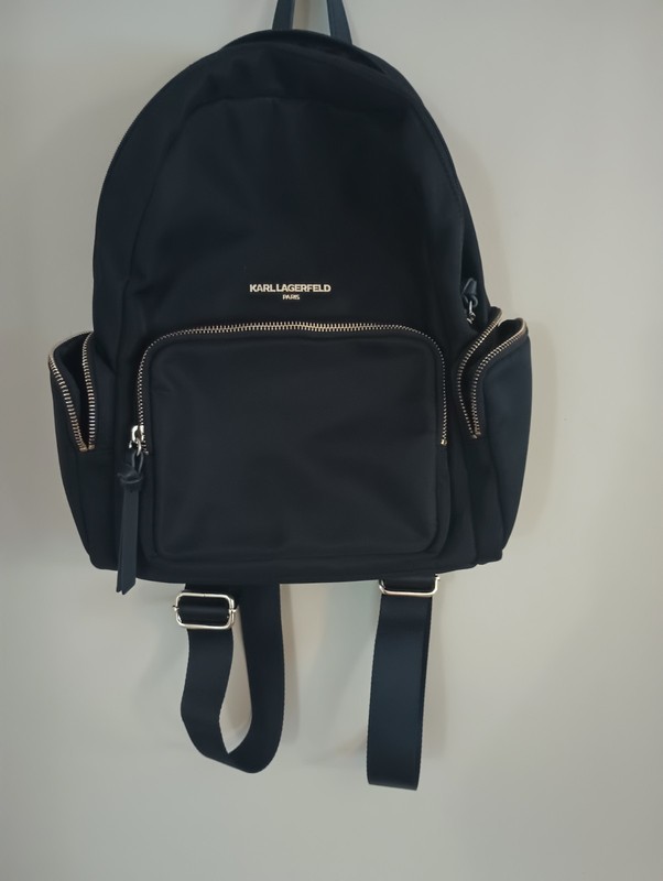 Karl Lagerfeld Paris Black Pre-owned Backpack Adjustable Straps Zip Pockets