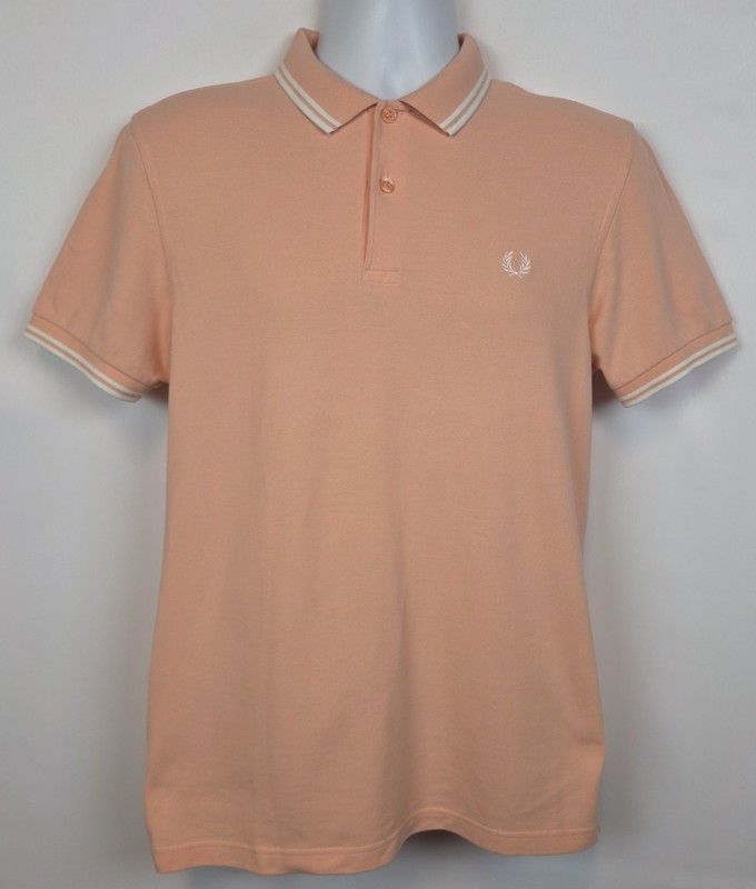Fred Perry Polo Mens M Light Peach Pink Coral M3600 Twin Tipped Short Sleeve Top