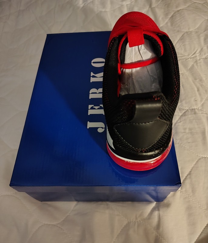 JERKO Men's Low Top Lace-Up Athletic Sneakers Red/Black/White Solid gallery