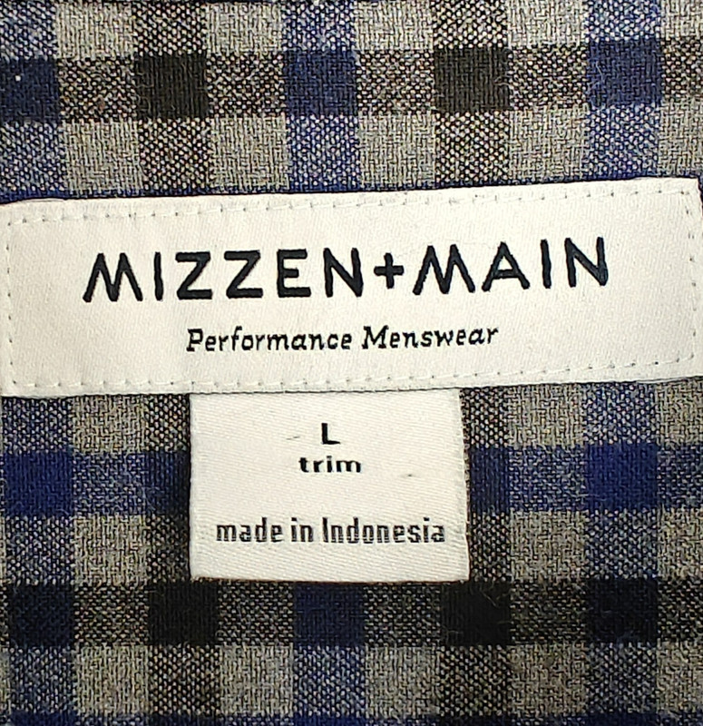 Mizzen+Main City Flannel Trim Fit Button Down Shirt Size Large Blue Gray Check gallery