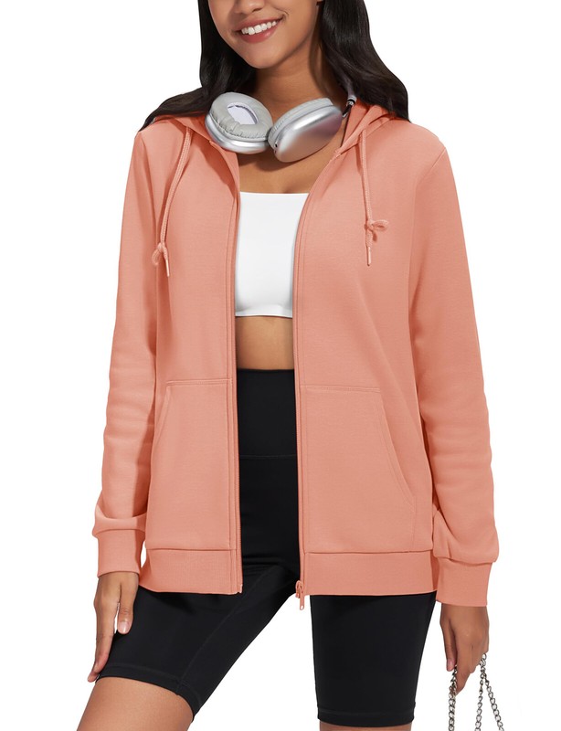 Women’s Fleece Hoodies Casual Lightweight Sweatshirt Full Zip Sportswear Jackets