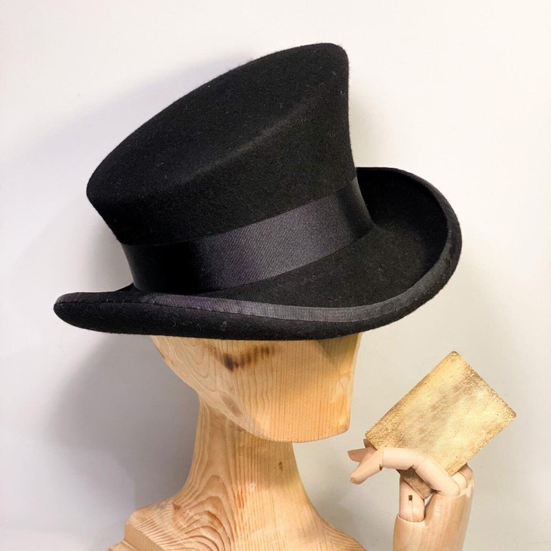 Unisex Asymmetric Cylinder Wool Felt Hat Decorative Belt Flanging Top Hat Party