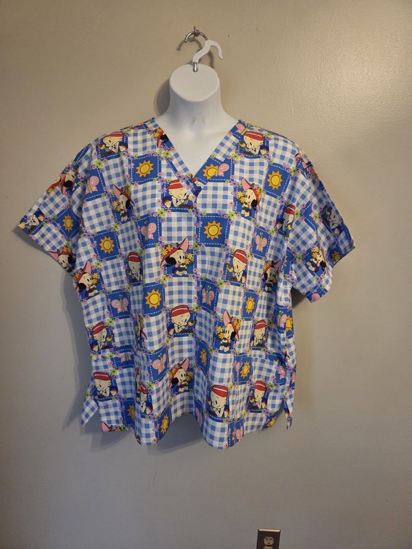 Scrub H.Q. Women’s Baby Popeye Olive Oil V- Neck Pockets Scrub Top 3XL