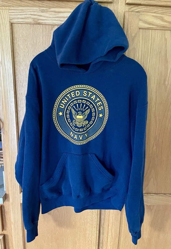 VTG Soffe US Navy Hoodie Men’s Medium Boxy Drop Shoulder Made USA Double Graphic