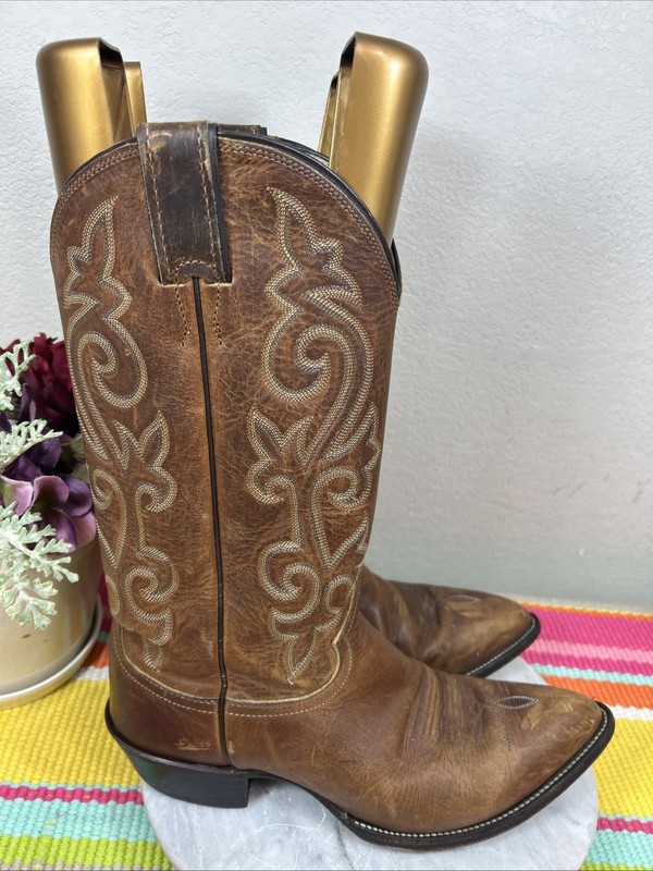 Justin 2252 Classic Western Cowboy Apache Brown Leather Boots Men’s Size US 10 D gallery