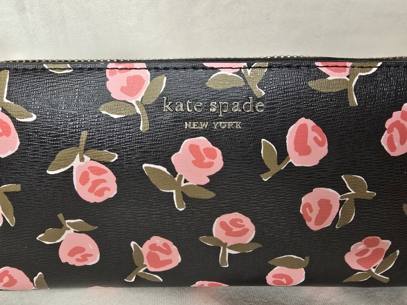 NWOT Kate Spade Black Multi DITSY ROSE Zip Around Accordion Wallet gallery