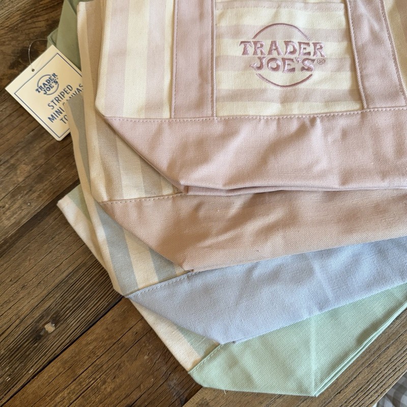Trader Joes Limited Edition Striped Mini Tote Complete Collection Lot Of 4 gallery