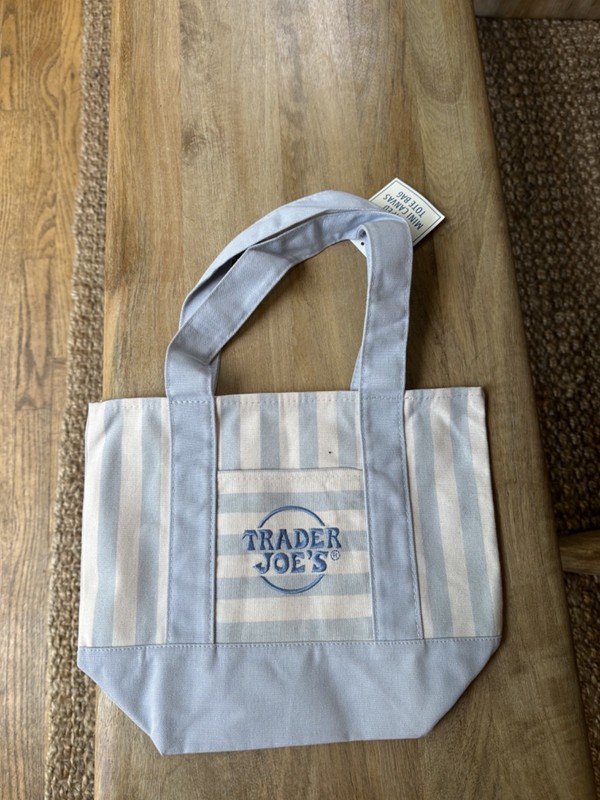 Trader Joe’s Striped Mini Tote Bag Blue Summer 2026 *Ships Same Day*