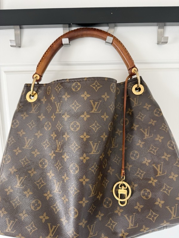 Louis Vuitton Monogram Hobo Bag Brown Whipstitch Detachable Strap Gold HW