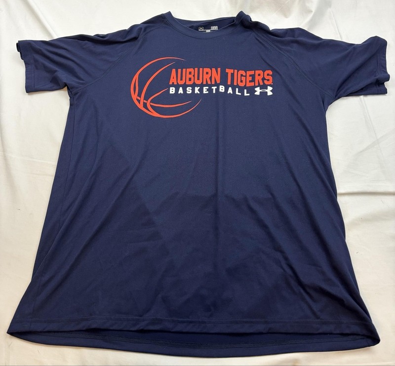 Auburn Tigers Basketball Shirt Mens L Blue College Tee T-Shirt Under Armour AU