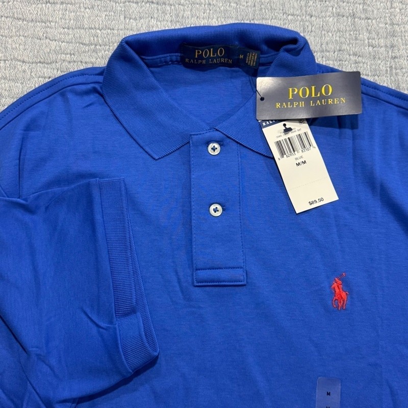 New Polo Ralph Lauren Golf Polo Soft Cotton Shirt Men’s Medium Blue W/ Red Pony